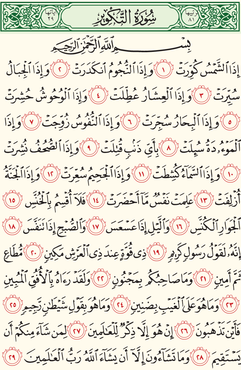 سورة التكوير تفسير , اجمل تفسي لسوره التكاثر لشيخ الشعراوى